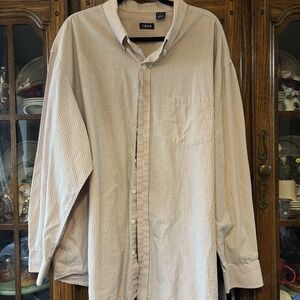 Izod Big Man Button Down Shirt Long Sleeve 3X Muted Orange check Pattern Casual